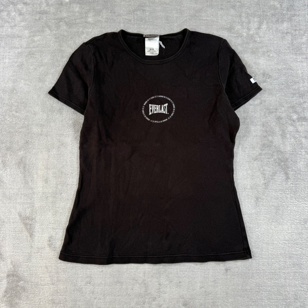 Everlast Shirt Womens Medium Black Vintage Y2K Ribbed Slim Fit Boxing Babby Tee